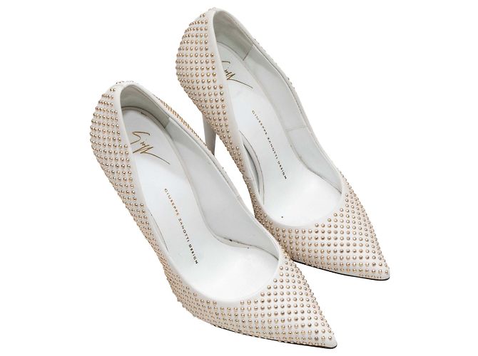 Giuseppe Zanotti Spitzabsatz-Pumps mit Nieten in Weiß & Gold Größe 38.5 - Ansicht 2