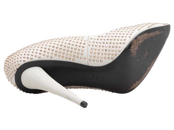 Giuseppe Zanotti Spitzabsatz-Pumps mit Nieten in Weiß & Gold Größe 38.5 - Ansicht 5