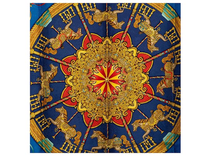Pañuelo de seda Hermès Luna Park Azul 90 - vista 7