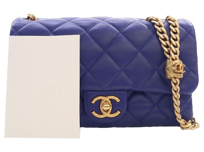 Borsa a tracolla Chanel Small Quilted Lambskin Pillow Crush Flap Blu - vista 6