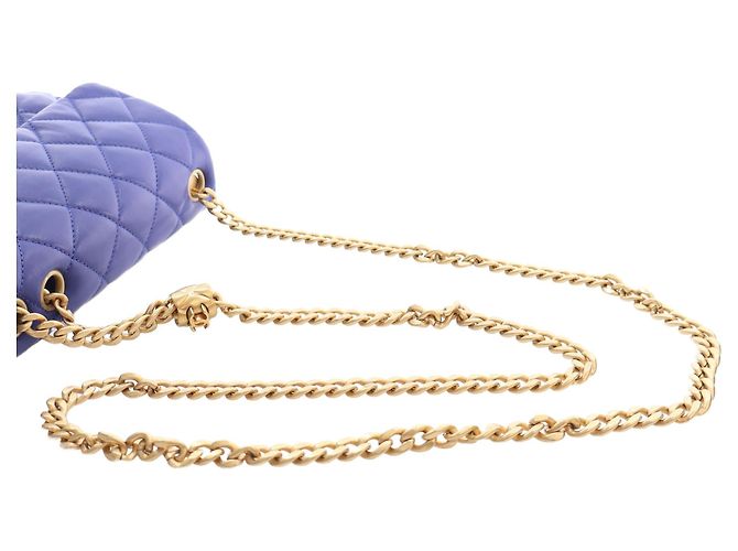 Borsa a tracolla Chanel Small Quilted Lambskin Pillow Crush Flap Blu - vista 9
