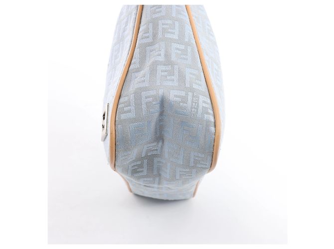 Borsa a tracolla Fendi Zucchino Canvas & Leather in blu 8BR068 - vista 11