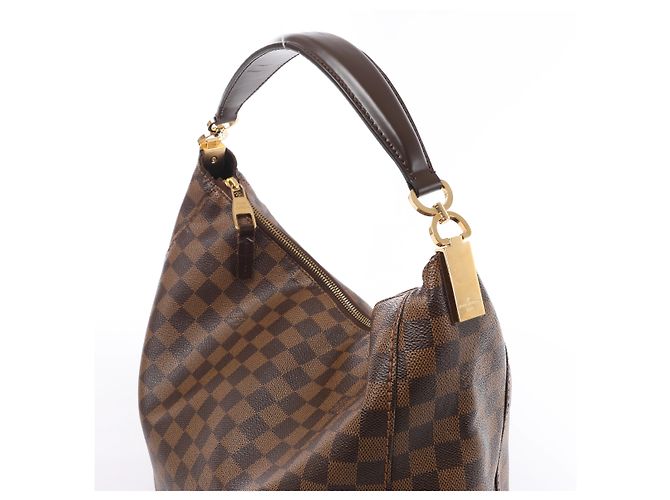 Borsa a tracolla Louis Vuitton Portobello GM Damier Ebene Marrone N41185 - vista 5