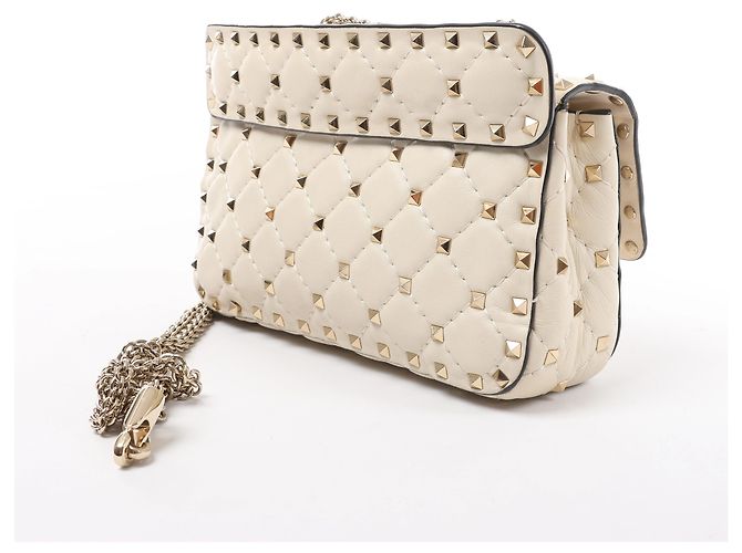 Borsa 2Way Valentino Garavani RockStuds in pelle x Studs, Beige - vista 4