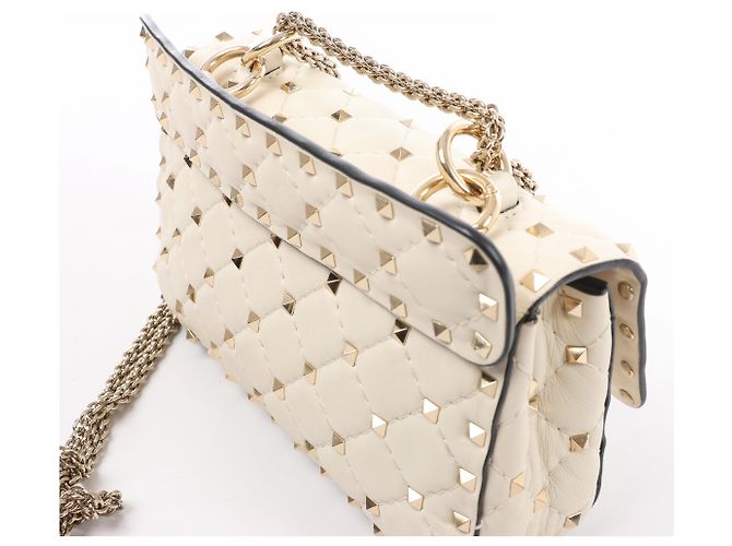 Borsa 2Way Valentino Garavani RockStuds in pelle x Studs, Beige - vista 5
