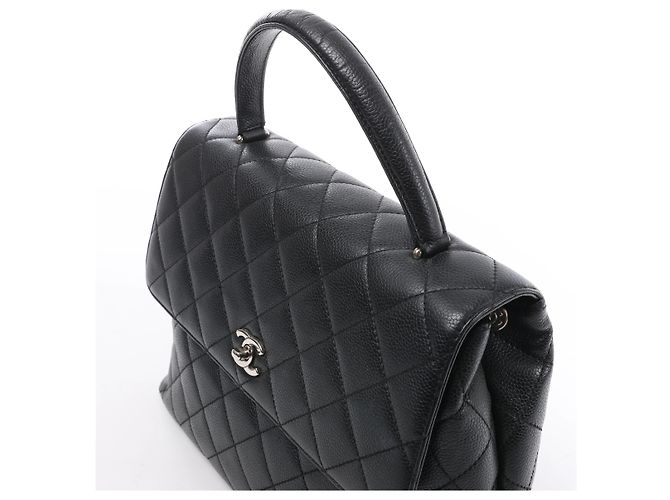 Borsa Chanel Classic Kelly Matelasse in pelle caviar nera - vista 3
