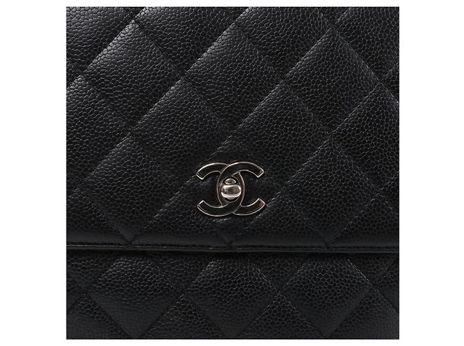 Borsa Chanel Classic Kelly Matelasse in pelle caviar nera - vista 7