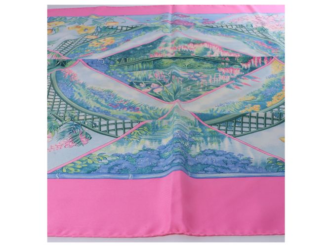 Hermès Carré 90 "GIVERNY" Seidentuch in Pink - Ansicht 7
