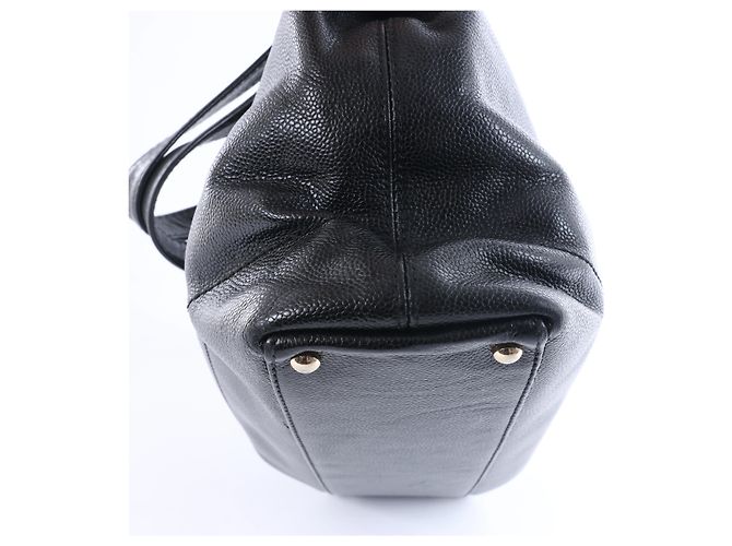 Borsa a tracolla Chanel Coco Mark Line in pelle caviar nera - vista 10
