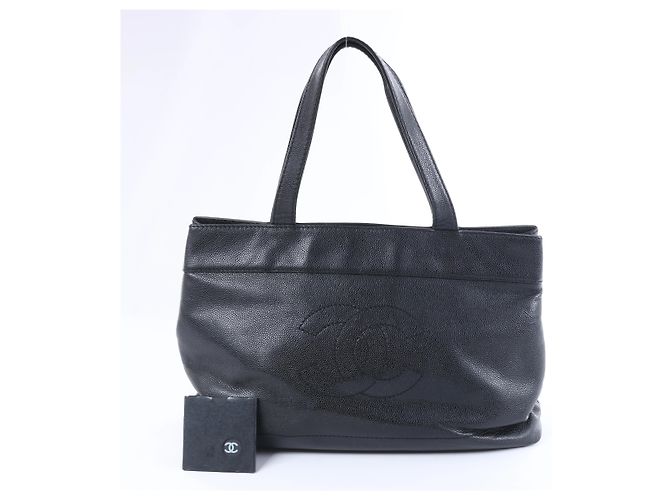 Borsa a tracolla Chanel Coco Mark Line in pelle caviar nera - vista 13