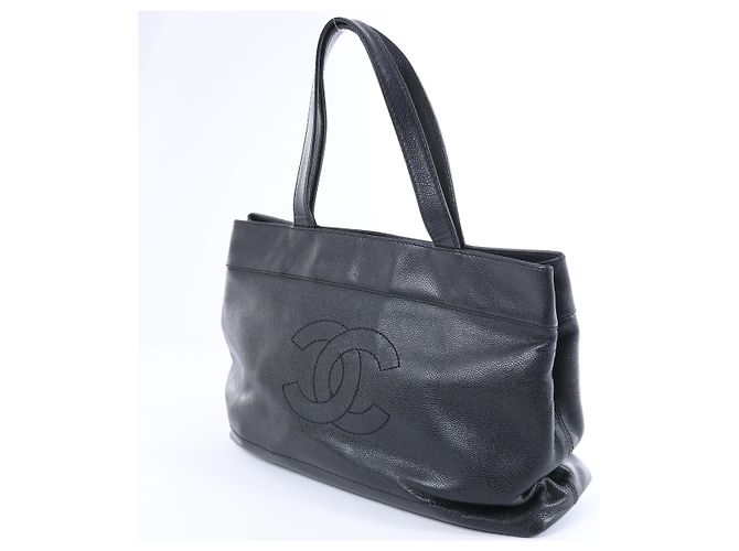 Borsa a tracolla Chanel Coco Mark Line in pelle caviar nera - vista 2