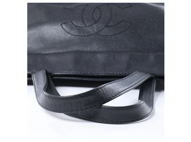 Borsa a tracolla Chanel Coco Mark Line in pelle caviar nera - vista 7