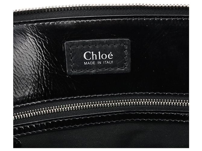 Héloïse Chloé Heloise Shopper-Bag aus schwarzem gestepptem Lackleder - Ansicht 14
