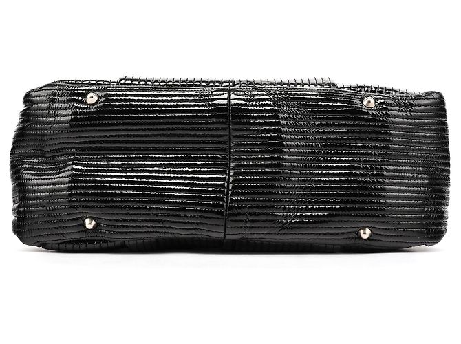 Héloïse Chloé Heloise Shopper-Bag aus schwarzem gestepptem Lackleder - Ansicht 5