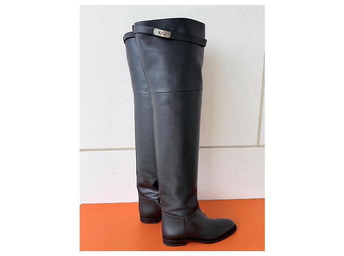 Hermès Kelly Stivali Cuissardes Pelle Nera - vista 2
