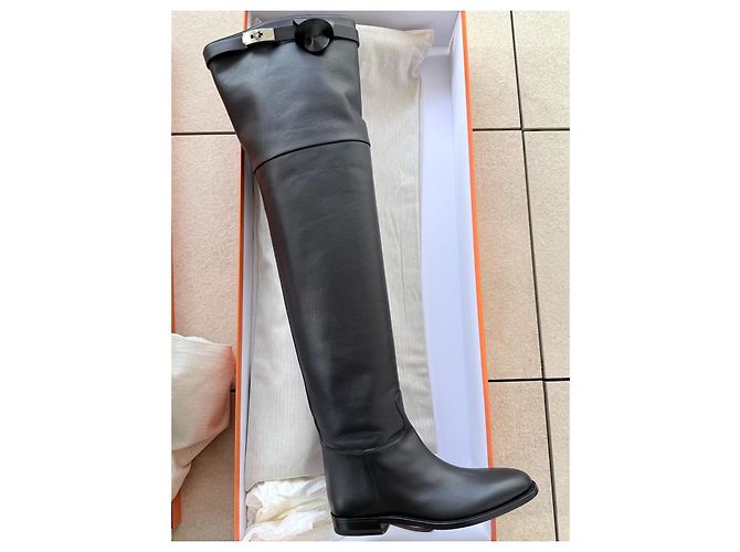 Hermès Kelly Stivali Cuissardes Pelle Nera - vista 4