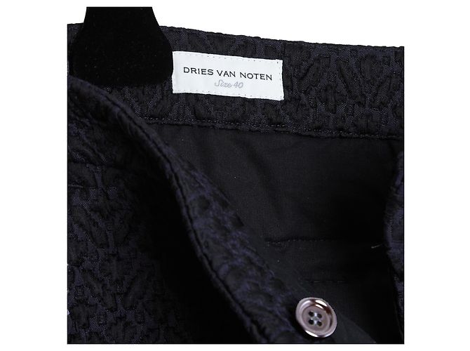 Dries Van Noten Pantalones de Algodón Texturizado - Azul Marino/Negro - vista 3