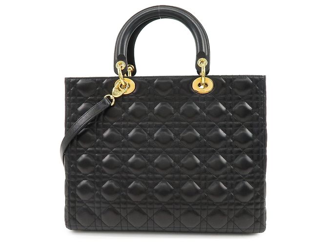 Christian Dior Lady Dior Cannage Leather 2Way Bag Hand Bag Black - vista 2