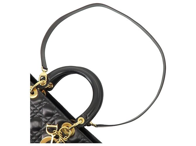 Christian Dior Lady Dior Cannage Leather 2Way Bag Hand Bag Black - vista 4