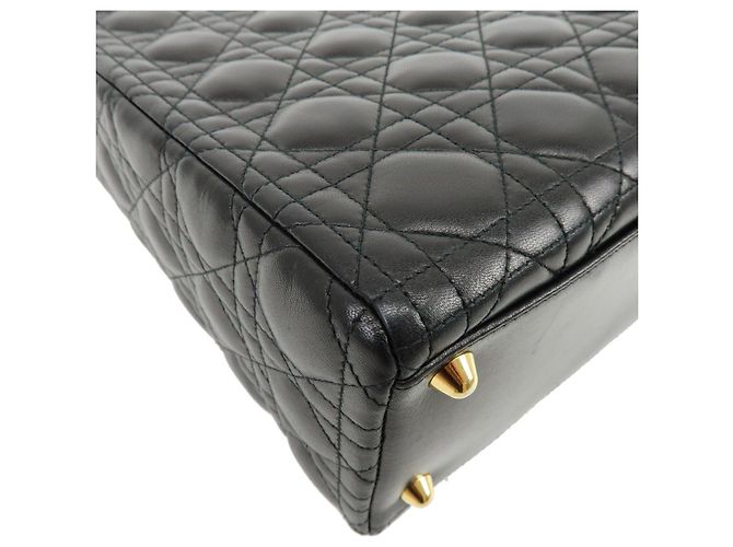 Christian Dior Lady Dior Cannage Leather 2Way Bag Hand Bag Black - vista 6