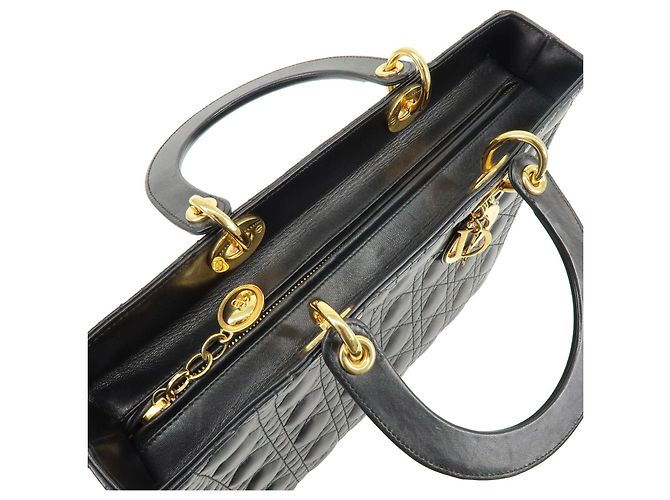 Christian Dior Lady Dior Cannage Leather 2Way Bag Hand Bag Black - vista 9