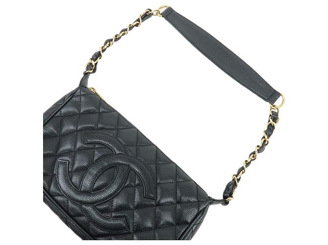Borsa a tracolla CHANEL Matelasse Caviarskin con catena Nera A22476 - vista 4