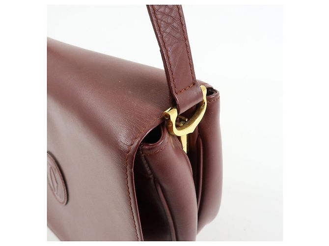 Borsa a tracolla e a spalla in pelle Must de Cartier Bordeaux - vista 12