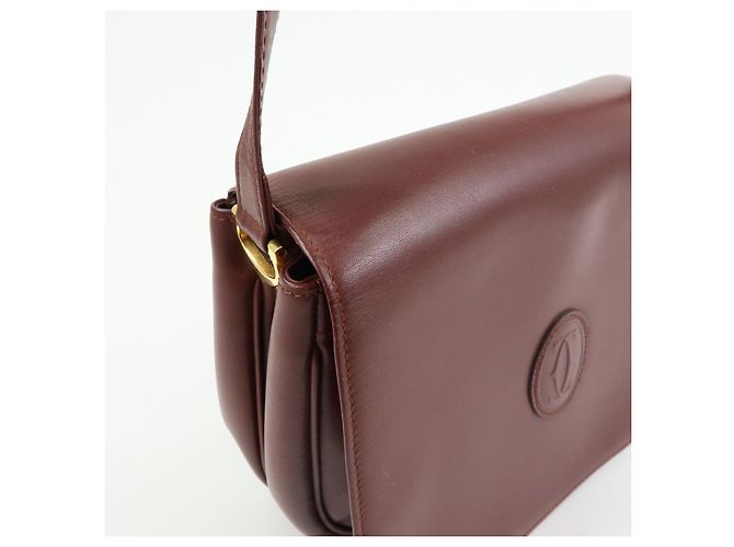 Borsa a tracolla e a spalla in pelle Must de Cartier Bordeaux - vista 13