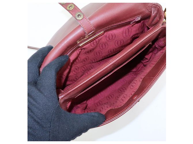 Borsa a tracolla e a spalla in pelle Must de Cartier Bordeaux - vista 21