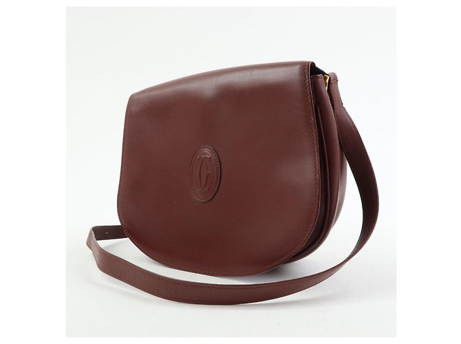 Borsa a tracolla e a spalla in pelle Must de Cartier Bordeaux - vista 3