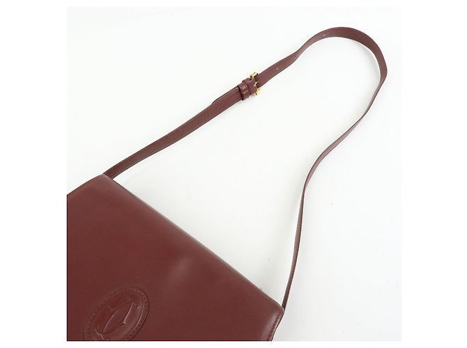 Borsa a tracolla e a spalla in pelle Must de Cartier Bordeaux - vista 6
