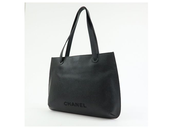 Borsa a tracolla CHANEL in pelle caviar, borsa tote, borsa a mano nera - vista 3