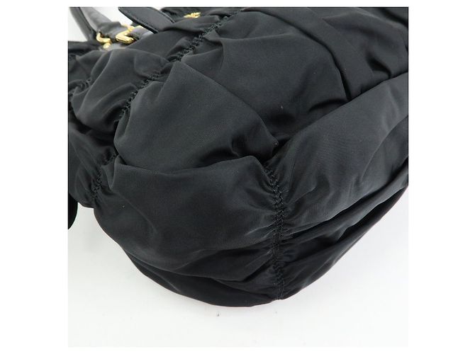 PRADA Borsa Tote e a Spalla 2WAY in Nylon e Pelle TESSUTO GAUFRE Nera BN1792 - vista 12