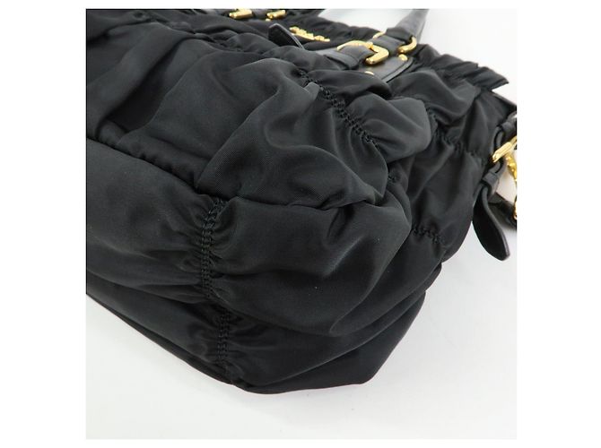 PRADA Borsa Tote e a Spalla 2WAY in Nylon e Pelle TESSUTO GAUFRE Nera BN1792 - vista 13