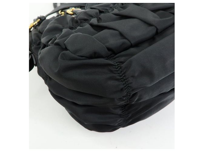 PRADA Borsa Tote e a Spalla 2WAY in Nylon e Pelle TESSUTO GAUFRE Nera BN1792 - vista 14