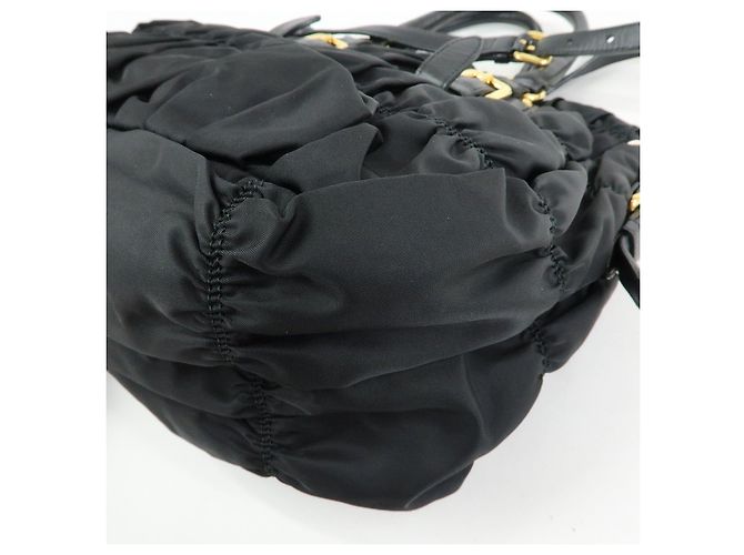 PRADA Borsa Tote e a Spalla 2WAY in Nylon e Pelle TESSUTO GAUFRE Nera BN1792 - vista 15