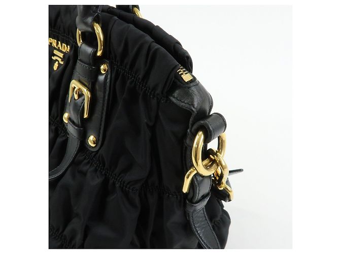 PRADA Borsa Tote e a Spalla 2WAY in Nylon e Pelle TESSUTO GAUFRE Nera BN1792 - vista 16