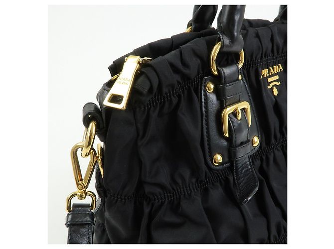 PRADA Borsa Tote e a Spalla 2WAY in Nylon e Pelle TESSUTO GAUFRE Nera BN1792 - vista 17