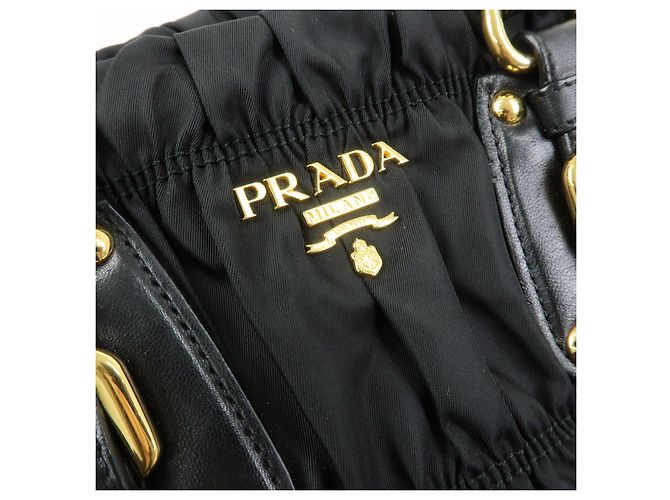 PRADA Borsa Tote e a Spalla 2WAY in Nylon e Pelle TESSUTO GAUFRE Nera BN1792 - vista 18