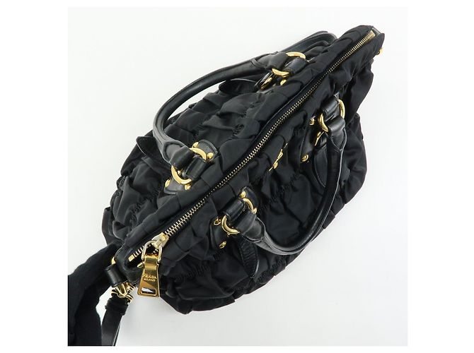 PRADA Borsa Tote e a Spalla 2WAY in Nylon e Pelle TESSUTO GAUFRE Nera BN1792 - vista 20