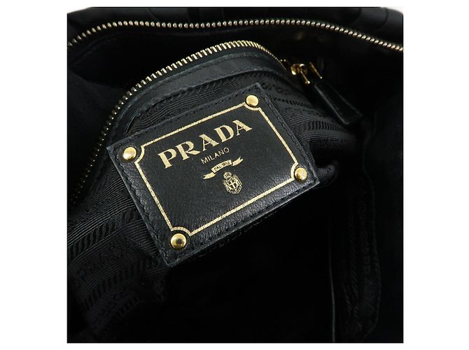 PRADA Borsa Tote e a Spalla 2WAY in Nylon e Pelle TESSUTO GAUFRE Nera BN1792 - vista 24