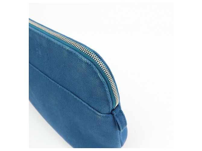 Hermès HERMES Bolide Mini Neceser de piel y algodón Blue - vista 10