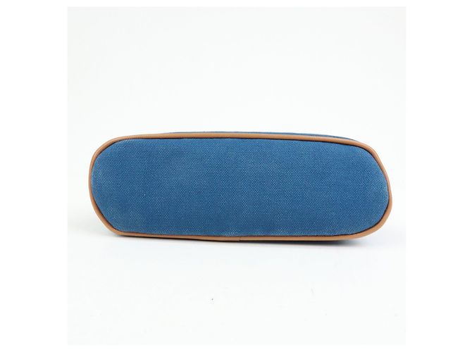 Hermès HERMES Bolide Mini Neceser de piel y algodón Blue - vista 5