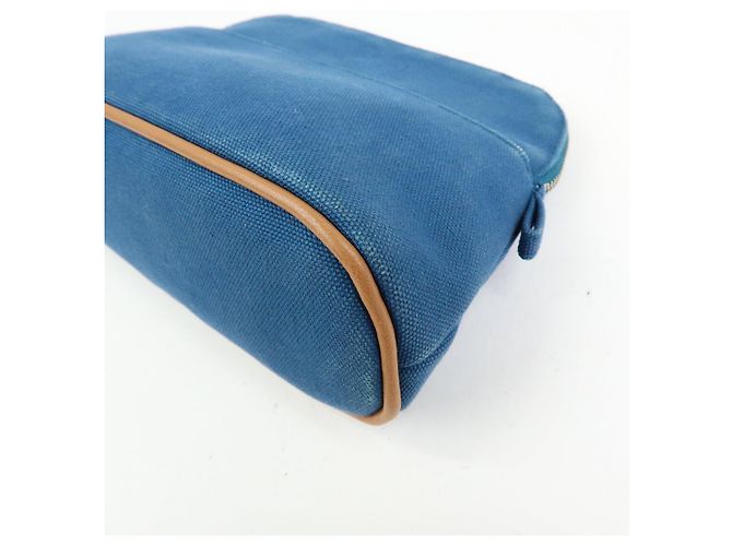 Hermès HERMES Bolide Mini Neceser de piel y algodón Blue - vista 7