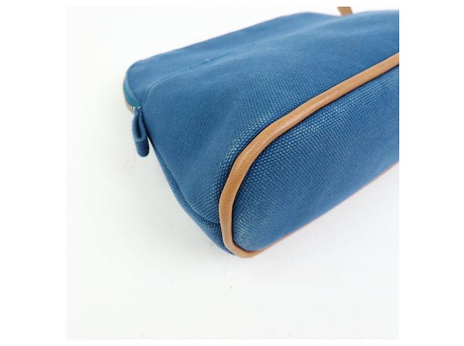 Hermès HERMES Bolide Mini Neceser de piel y algodón Blue - vista 8