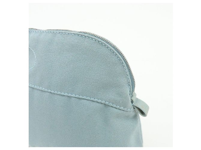 Hermès HERMES Bolide Pouch MM Beauty case in cotone e pelle Azzurro Marrone - vista 11