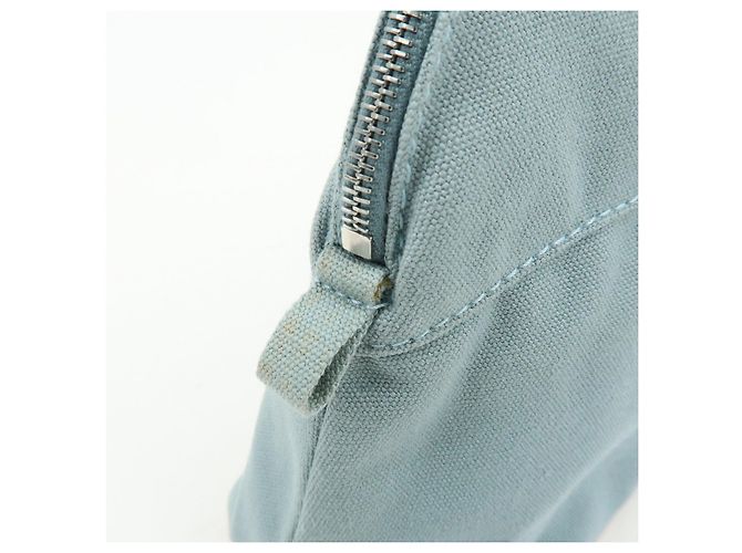 Hermès HERMES Bolide Pouch MM Beauty case in cotone e pelle Azzurro Marrone - vista 12