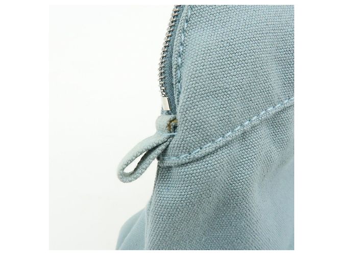 Hermès HERMES Bolide Pouch MM Beauty case in cotone e pelle Azzurro Marrone - vista 13