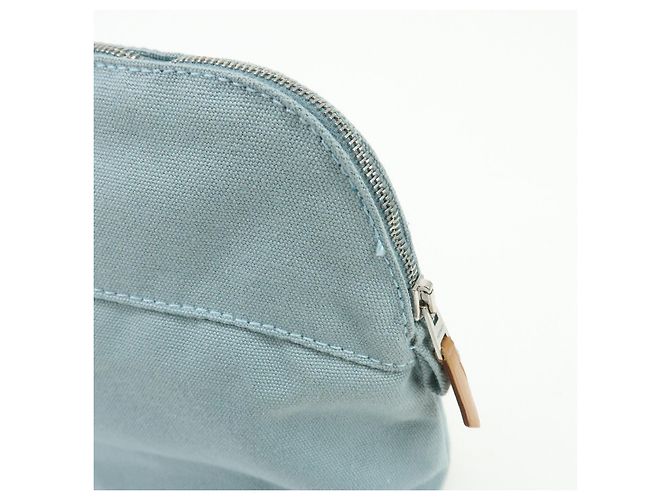 Hermès HERMES Bolide Pouch MM Beauty case in cotone e pelle Azzurro Marrone - vista 14