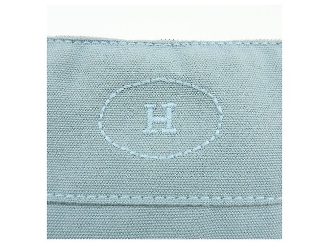 Hermès HERMES Bolide Pouch MM Beauty case in cotone e pelle Azzurro Marrone - vista 17